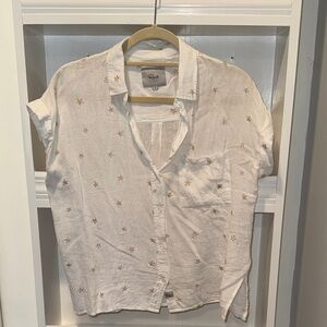 Rails White Relaxed Button Down with Gold Stars